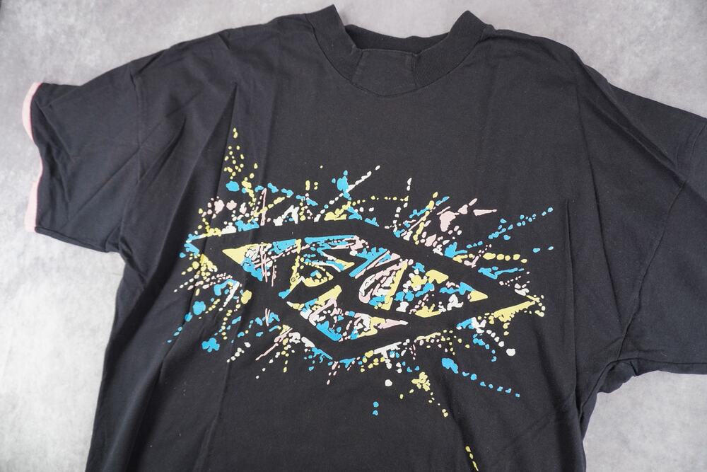 Vintage 90s Hobie Surf T Shirt XL Made in USA Paint Splatter Graphic Black